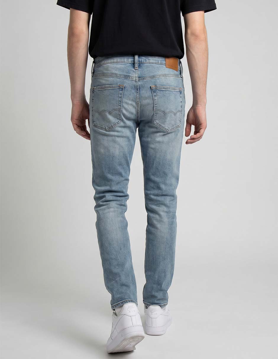 Jeans slim lavado claro para hombre