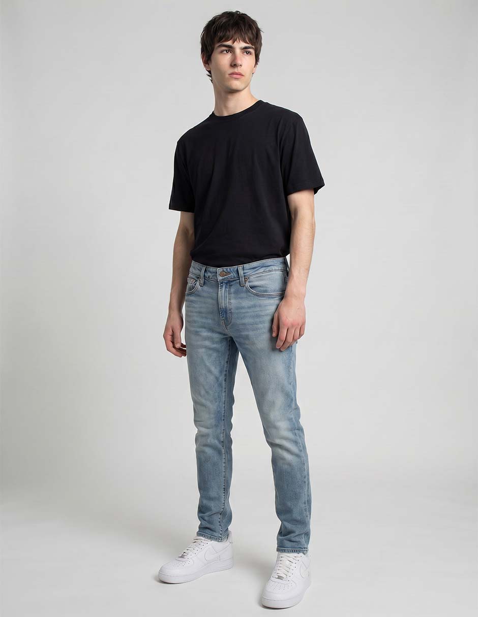 Jeans slim lavado claro para hombre 5