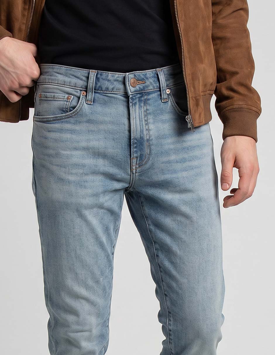 Jeans slim lavado claro para hombre
