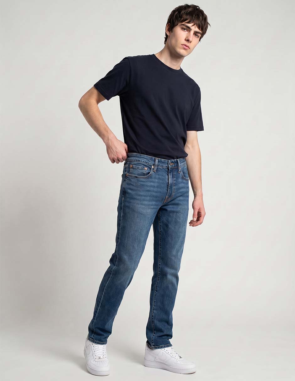 Jeans slim lavado claro para hombre