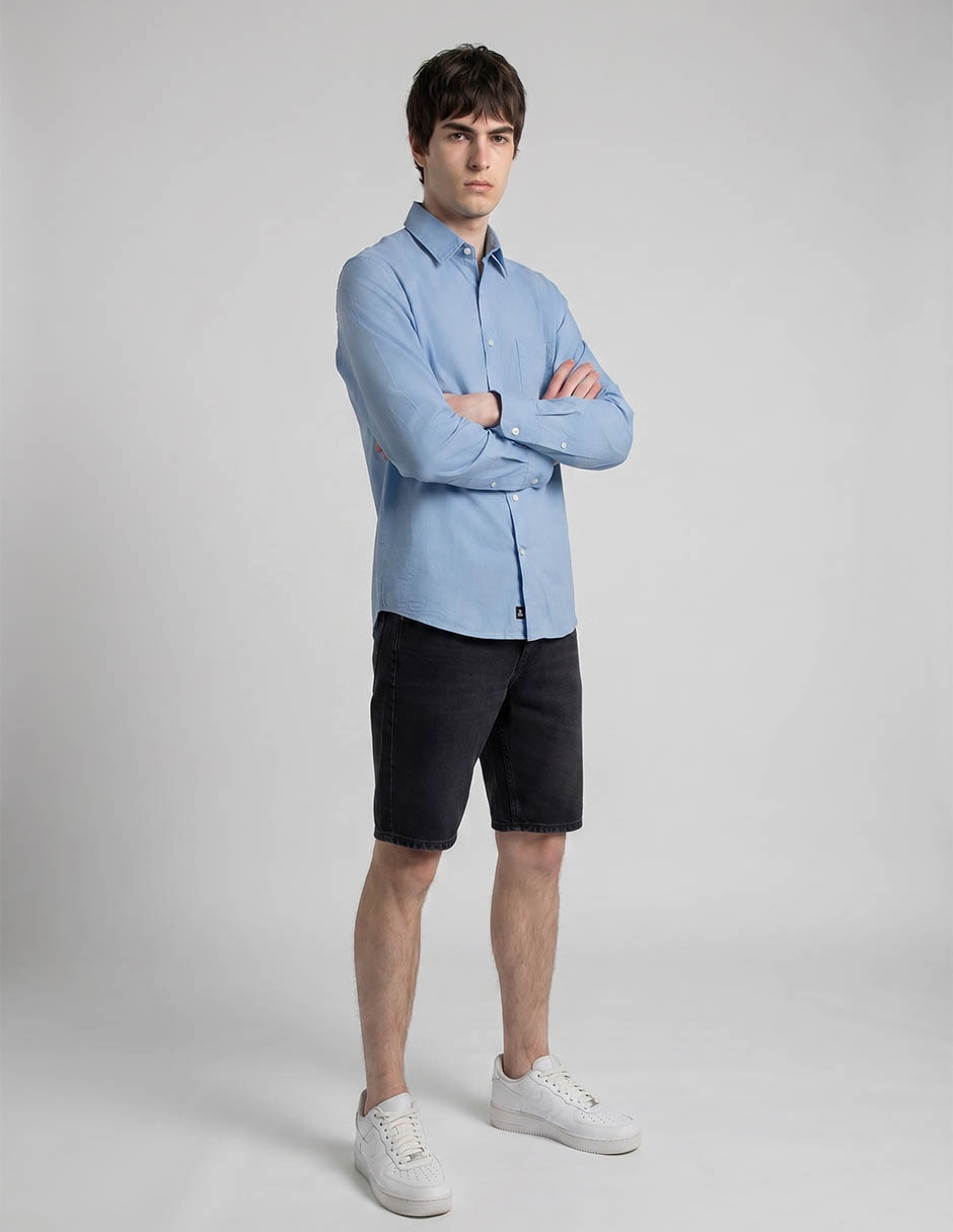 Camisa casual Silver Plate manga larga para hombre