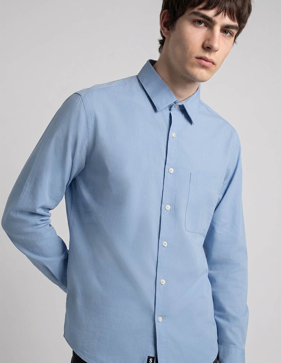 Camisa casual Silver Plate manga larga para hombre