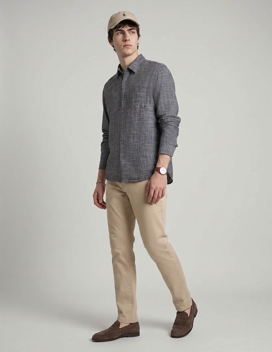 Camisa casual manga larga para hombre
