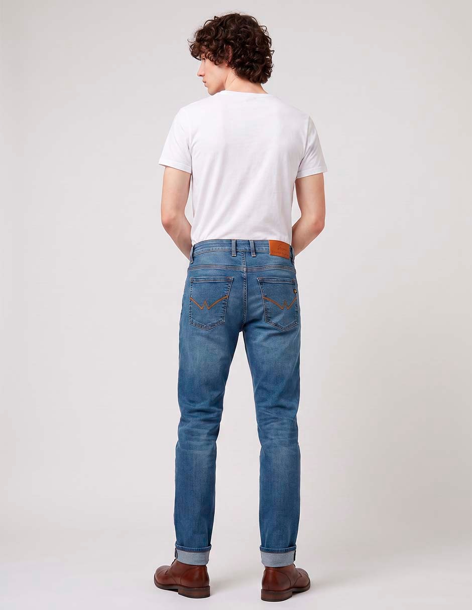 Jeans slim lavado stone wash para hombre 4