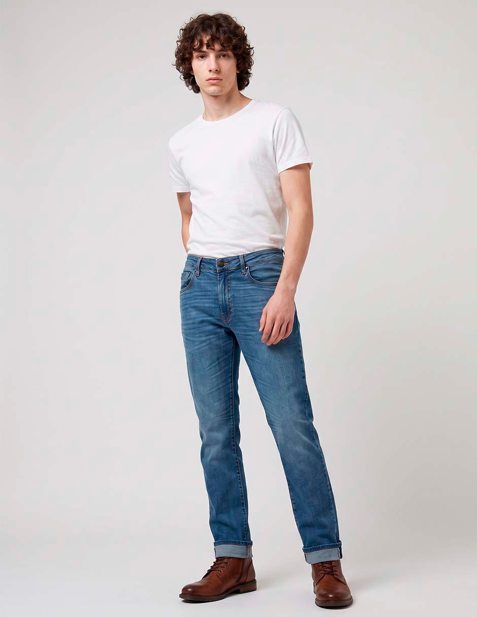 Jeans slim lavado stone wash para hombre 3