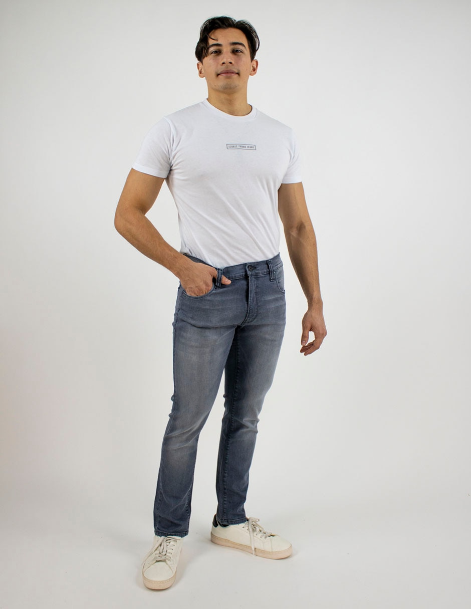 Jeans slim lavado claro para hombre 4