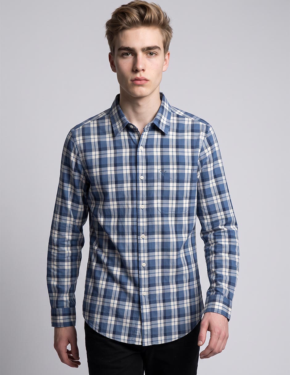 Camisa casual de algodón manga larga para hombre