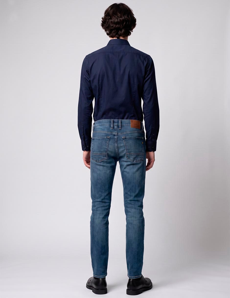 Jeans slim lavado stone wash para hombre 2