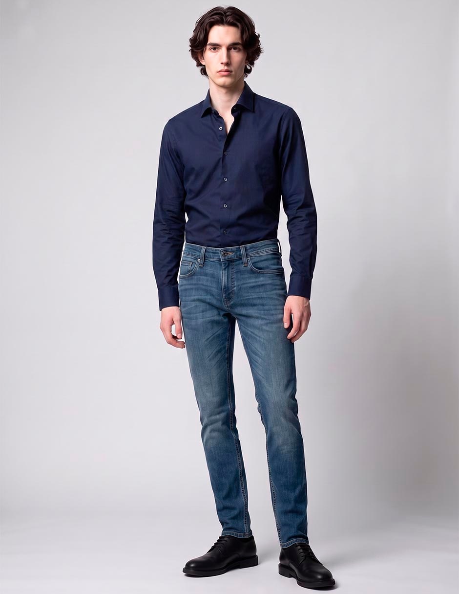 Jeans slim lavado stone wash para hombre 3