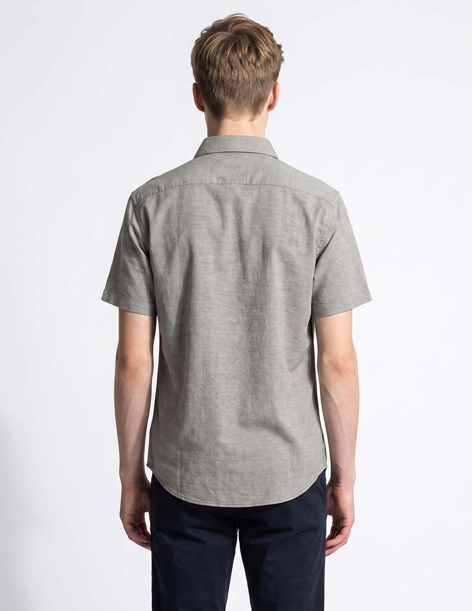 Camisa casual Silver Plate de algodón manga corta para hombre