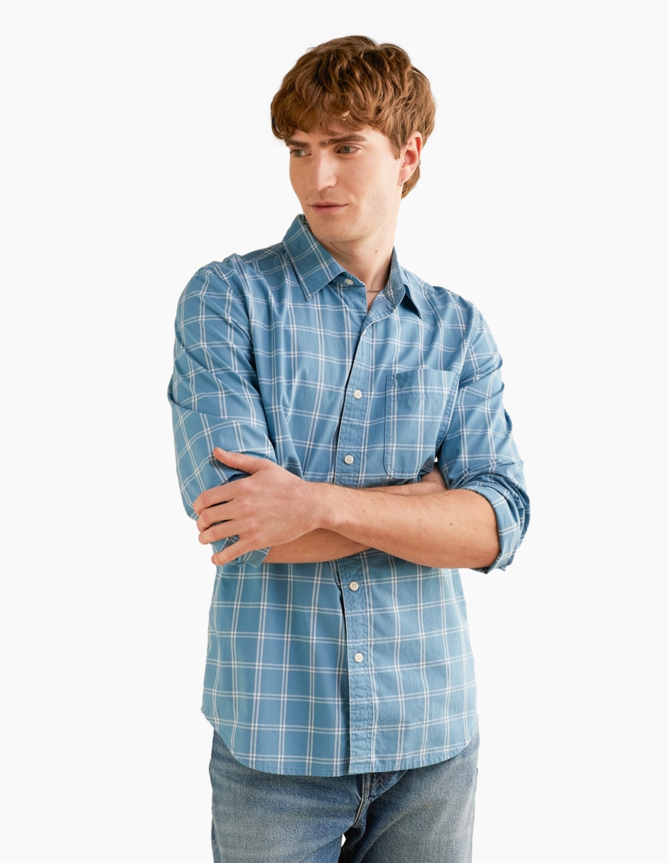 Camisa casual de algodón manga larga para hombre Camisa casual de algodón manga larga para hombre