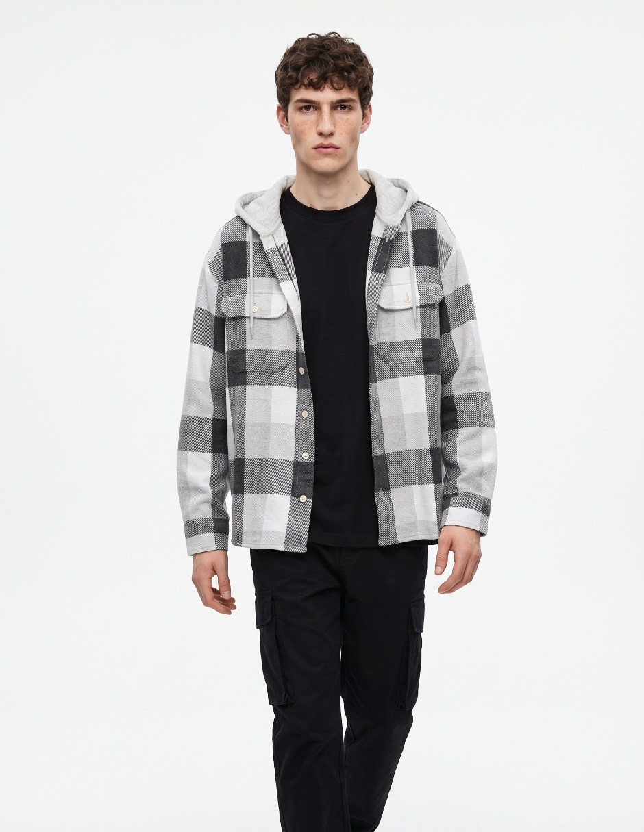 Sobrecamisa casual de algodón manga larga para hombre Sobrecamisa casual de algodón manga larga para hombre