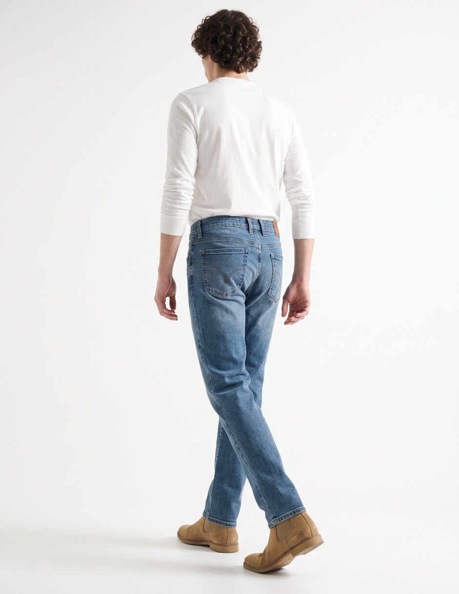 Jeans regular bota lavado stone wash para hombre 2