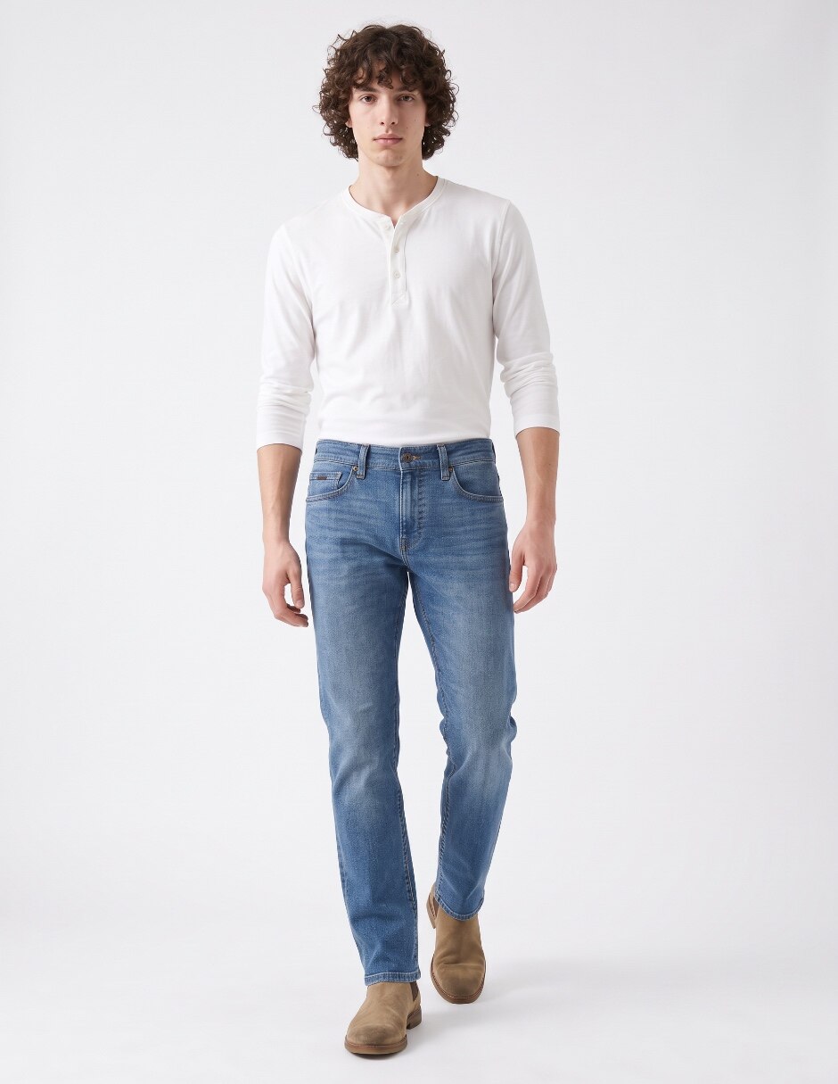 Jeans regular bota lavado stone wash para hombre 3