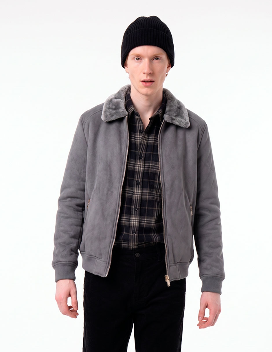 Chamarra bomber con bolsillos para hombre Chamarra bomber con bolsillos para hombre